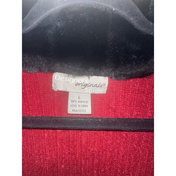 Marguerite's Burgundy Red Cardigan Sweater‎ Faux Fur Collar Zip Up - Picture 4 of 9